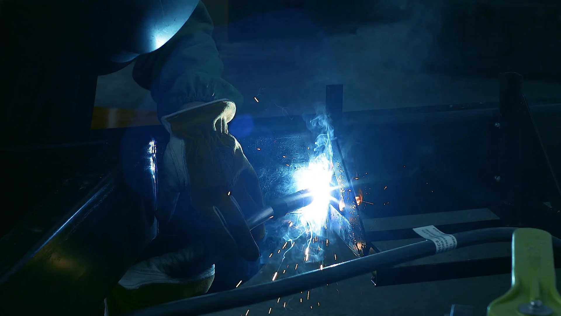 Welder at work, from SplashVP's manufacturing reel
